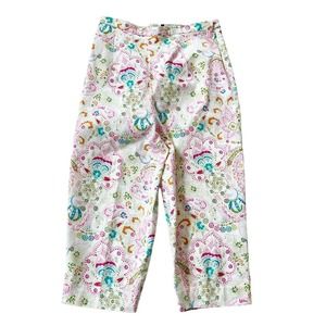 Briggs Jeans Size 10 Capris Floral Paisley Print Side Zipper Flat Front Stretch